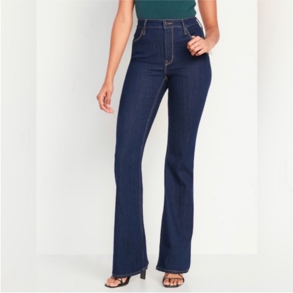 Old Navy Jeans Women's Plus Size 16 High Rise Wow Flare Blue Dark Washed Capsule